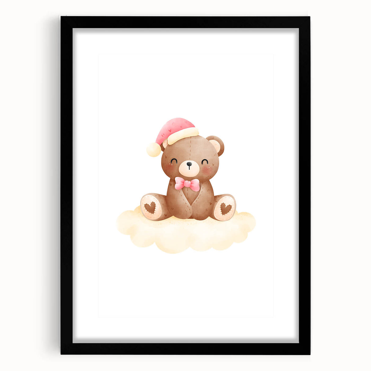 Girls Bedroom Art - Christmas Teddy Bear on Cloud Wall Decor