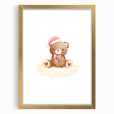 Girls Bedroom Art - Christmas Teddy Bear on Cloud Wall Decor