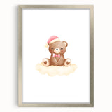 Girls Bedroom Art - Christmas Teddy Bear on Cloud Wall Decor
