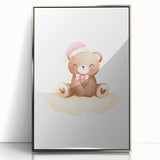 Girls Bedroom Art - Christmas Teddy Bear on Cloud Wall Decor