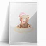 Girls Bedroom Art - Christmas Teddy Bear on Cloud Wall Decor