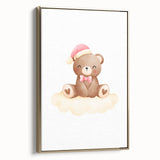 Girls Bedroom Art - Christmas Teddy Bear on Cloud Wall Decor