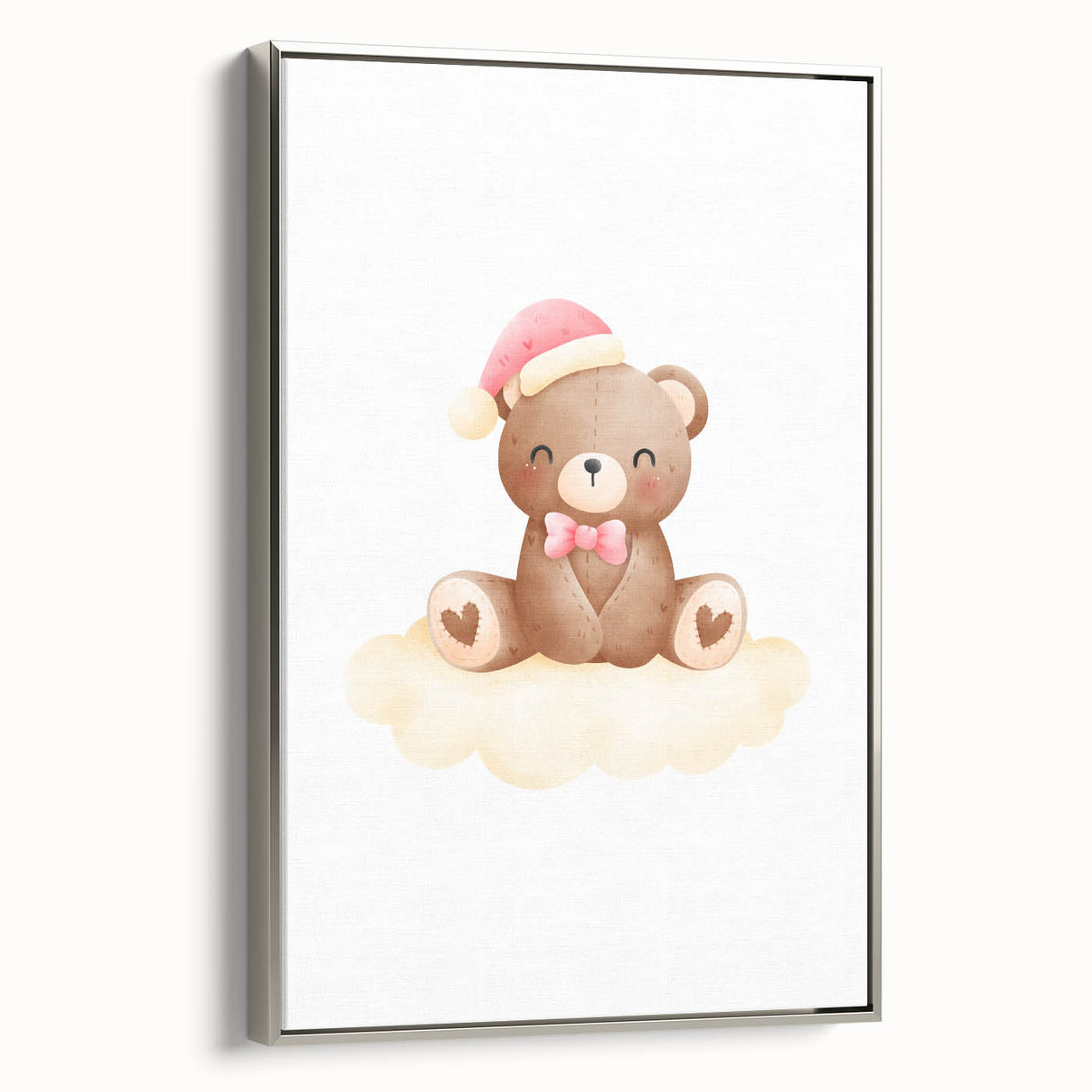Girls Bedroom Art - Christmas Teddy Bear on Cloud Wall Decor