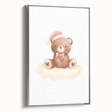 Girls Bedroom Art - Christmas Teddy Bear on Cloud Wall Decor