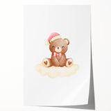 Girls Bedroom Art - Christmas Teddy Bear on Cloud Wall Decor
