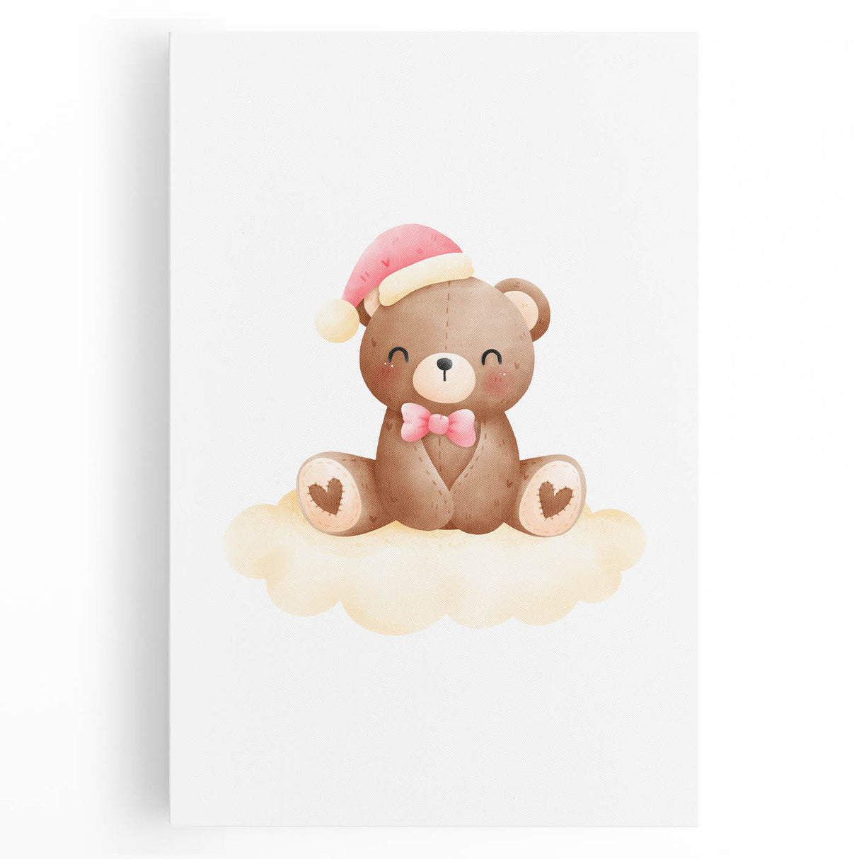 Girls Bedroom Art - Christmas Teddy Bear on Cloud Wall Decor