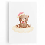 Girls Bedroom Art - Christmas Teddy Bear on Cloud Wall Decor