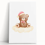 Girls Bedroom Art - Christmas Teddy Bear on Cloud Wall Decor
