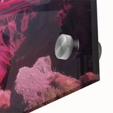 Close-up view of a vibrant acrylic glass design showcasing colorful canyons, highlighting intricate textures and hues that evoke a sense of depth and natural beauty. Perfect for modern home decor enthusiasts.