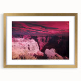 Elegant landscape artwork depicting vibrant canyons framed in gold with a mat, showcasing intricate details and rich colors to enhance any decor. Perfect for art enthusiasts and home styling.