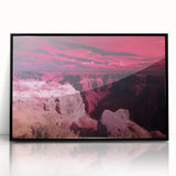 Framed acrylic artwork showcasing a stunning landscape of canyons, featuring rich colors and intricate details, perfect for modern home decor enthusiasts.