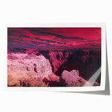 Vibrant landscape print showcasing majestic canyons in rich earthy tones, elegantly rolled for easy display, perfect for home decor enthusiasts seeking nature-inspired artwork.