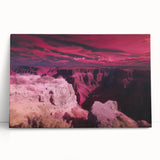 Stretched canvas artwork depicting a vibrant landscape of canyons in warm earthy tones, designed to enhance home decor with nature-inspired aesthetics.
