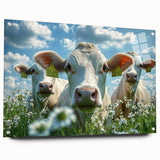 Acrylic landscape artwork showcasing a vibrant countryside scene, displayed in a stylish glass frame with pins, perfect for home decor and art enthusiasts.