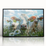 Framed acrylic landscape art depicting a serene countryside scene with lush greenery and rolling hills, highlighted by a sleek black frame, ideal for home decor.