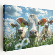 Stretched canvas artwork showcasing a serene countryside landscape with rolling hills and vibrant greenery, ideal for home decor. The side view emphasizes the canvas depth and texture.