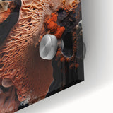 Large abstract wall art in mid-century modernist style on acrylic glass, featuring organic shapes in earth tones.