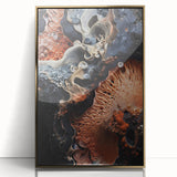 Large acrylic print of natural close-up elements with gold frame, in mid-century modernist style.