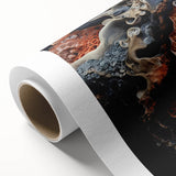 Art Deco poster featuring geometric shapes in pastel shades on rolled canvas, ideal for nursery wall art.