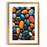 Extra large abstract art print featuring textured brush strokes in earthy tones, framed in gold, ideal for living room decor.