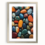 Textured abstract art print in neutral hues, framed in silver, ideal for modern bedroom ambiance.