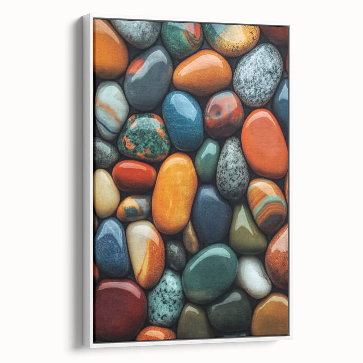 Vintage poster art depicting a close-up of nature elements, with vibrant colors on a white framed canvas.