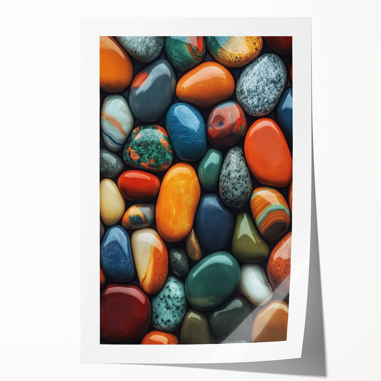 Extra large rolled print of close-up floral elements in vibrant green and pink tones.