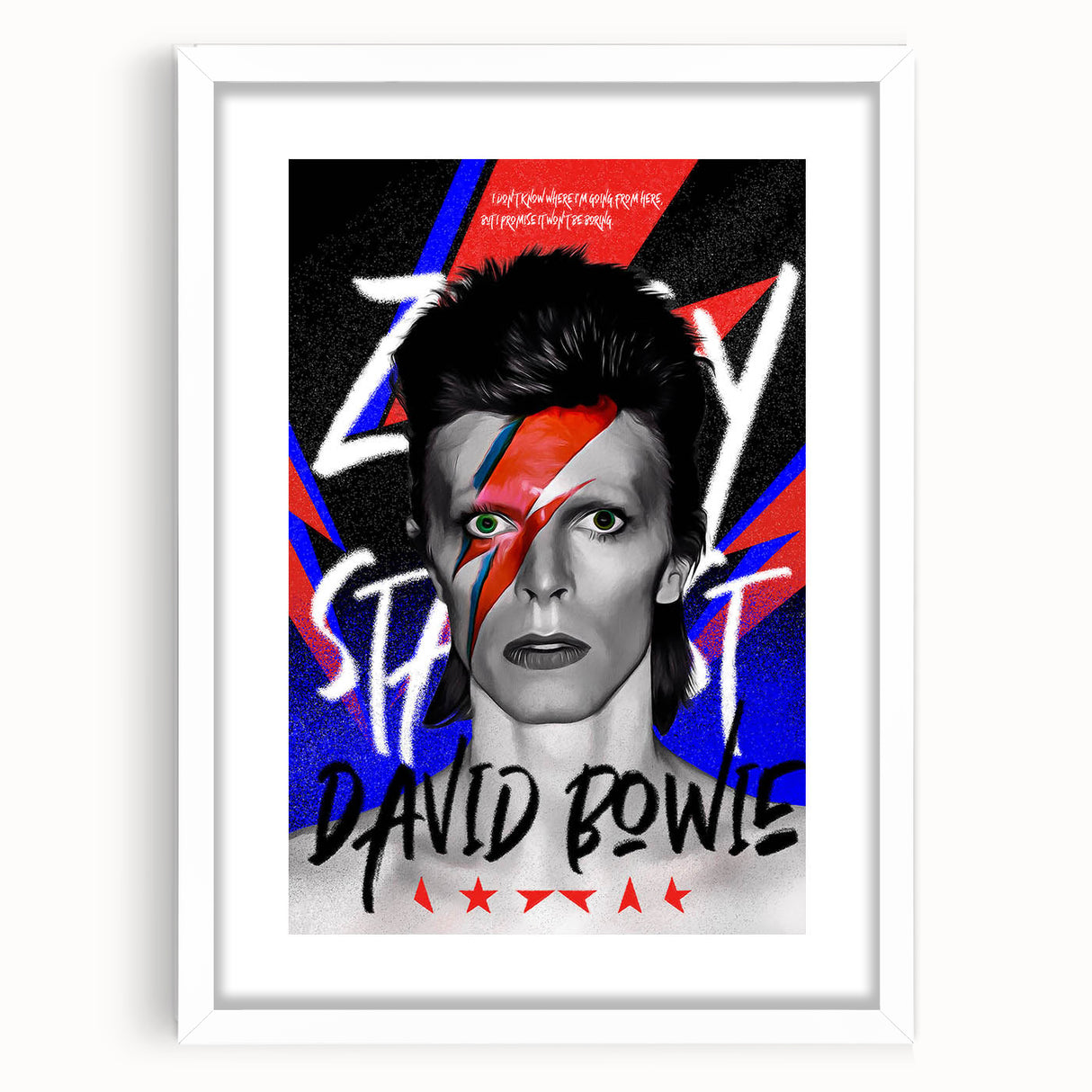 Iconic Pop Art Wall Art - Bowie Canvas with Red, Blue, and Black