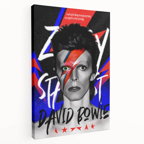 Iconic Pop Art Wall Art - Bowie Canvas with Red, Blue, and Black