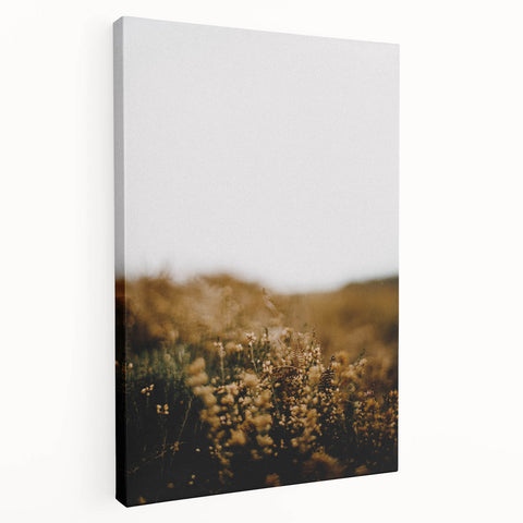 Fall-themed abstract art on stretched canvas with warm orange and brown tones, suitable for kitchen wall art.
