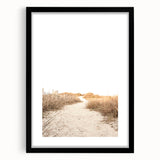 Colorful abstract art print featuring vibrant summer hues on a textured canvas, framed in black, ideal for living room decor.