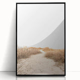 Large abstract wall art featuring mid-century modernist designs in vibrant summer colors on a black framed acrylic print.