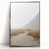 Mid-century modernist art featuring abstract summer themes in vibrant colors on a framed acrylic print.