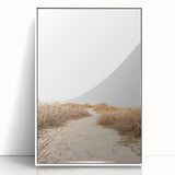 Art deco poster featuring a stylized summer scene in vibrant colors on a white acrylic framed print.