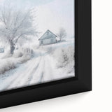 Winter-themed black wall art on framed canvas featuring textured, colorful brush strokes, suitable for living room decor.