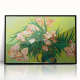 Large abstract wall art featuring a swirling pattern of vibrant blues and yellows on a framed acrylic.