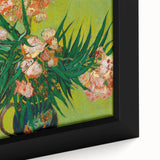 Close-up of a framed canvas featuring a textured, colorful interpretation of Van Gogh's style in black.