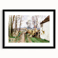 Modern Wall Art: Rustic Village Road with Lush Green and Earthy Tones