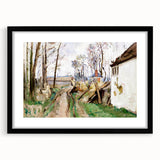 Modern Wall Art: Rustic Village Road with Lush Green and Earthy Tones