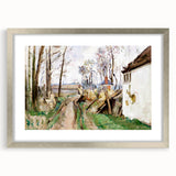 Modern Wall Art: Rustic Village Road with Lush Green and Earthy Tones