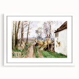 Modern Wall Art: Rustic Village Road with Lush Green and Earthy Tones