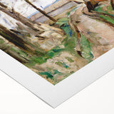 Modern Wall Art: Rustic Village Road with Lush Green and Earthy Tones