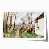 Modern Wall Art: Rustic Village Road with Lush Green and Earthy Tones