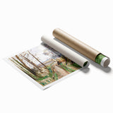 Modern Wall Art: Rustic Village Road with Lush Green and Earthy Tones