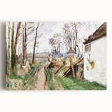 Modern Wall Art: Rustic Village Road with Lush Green and Earthy Tones