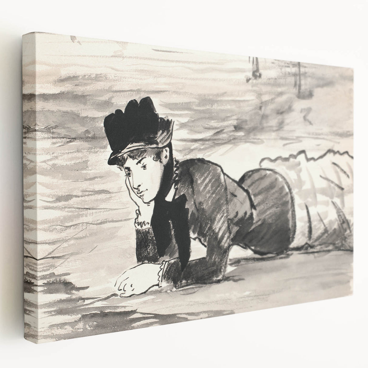 Classic Impressionist Monochrome – Manet’s Beach Portrait