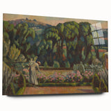 Modern Wall Art: Artist's Garden Scene with Lush Greenery and Flowers