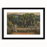 Modern Wall Art: Artist's Garden Scene with Lush Greenery and Flowers