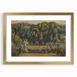 Modern Wall Art: Artist's Garden Scene with Lush Greenery and Flowers