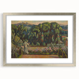Modern Wall Art: Artist's Garden Scene with Lush Greenery and Flowers